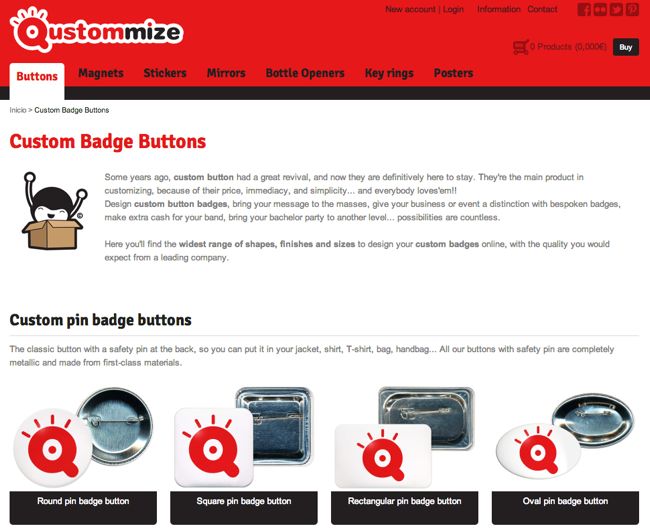 Página web Qustommize en inglés | Qustommize productos personalizados